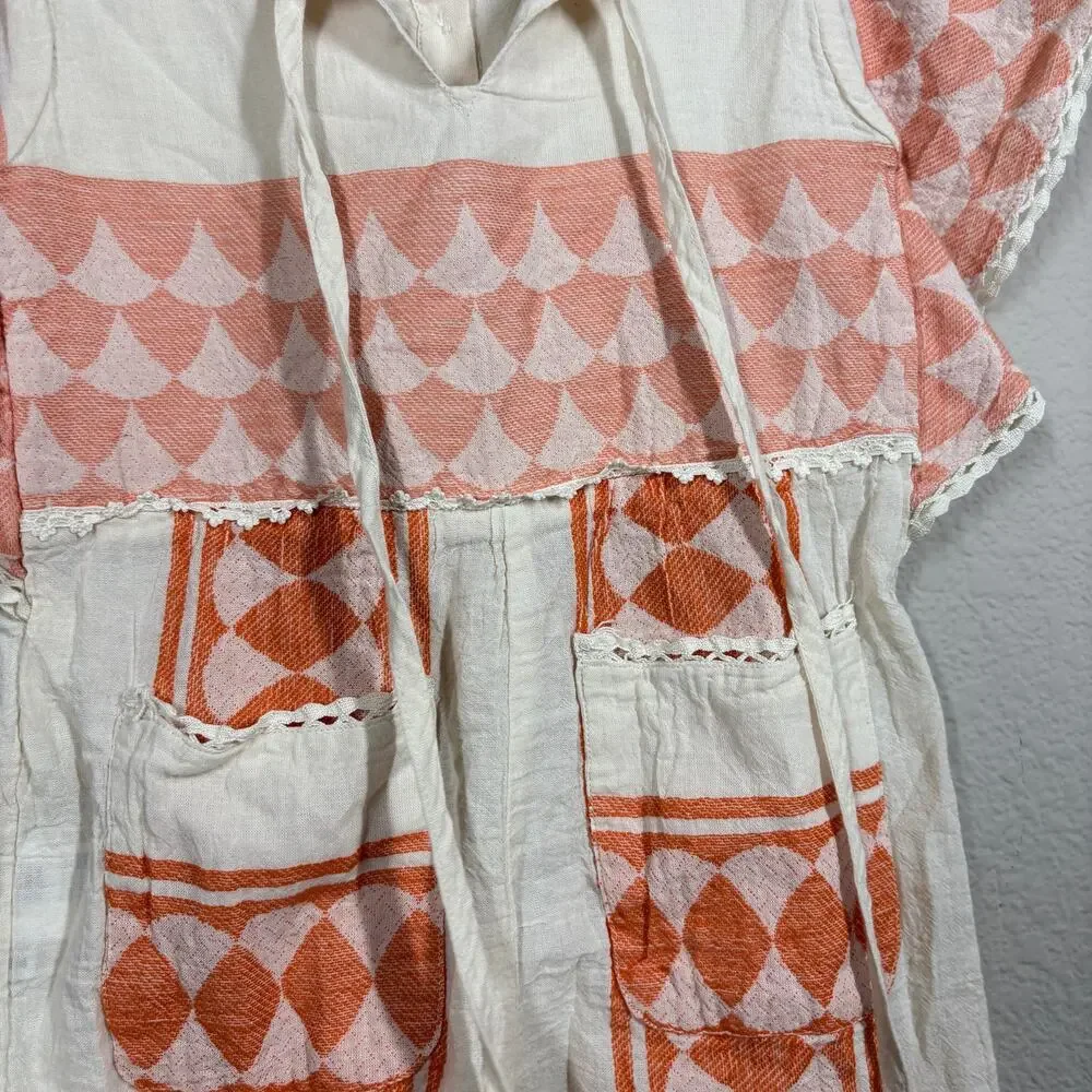 Pearl and Caviar Baby Girl Size 2/4 Apricot Zakar Romper Orange Tassel